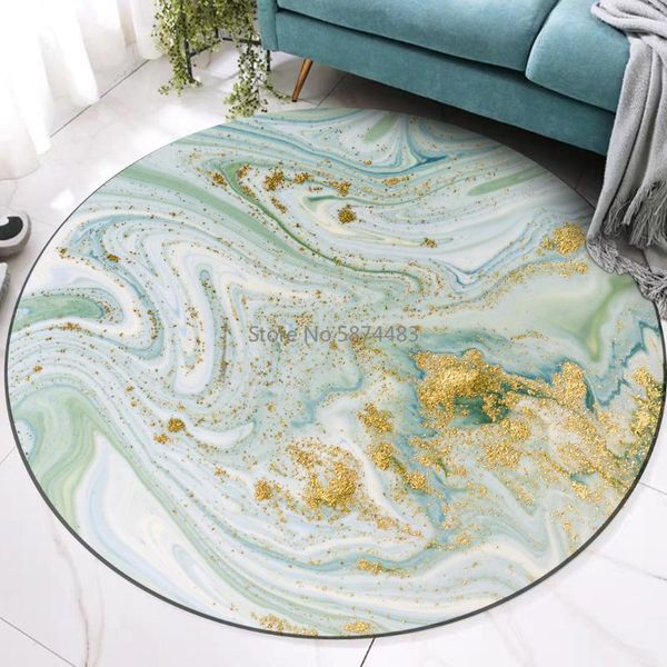 

carpets 200cm abstract watercolor blue green gilt sea water pattern living room bedroom hanging basket chair non-slip round mat carpet