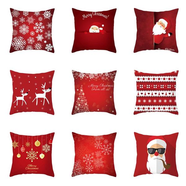 

pillow case merry christmas santa claus elk cover winter snowflake decorative pillowcases