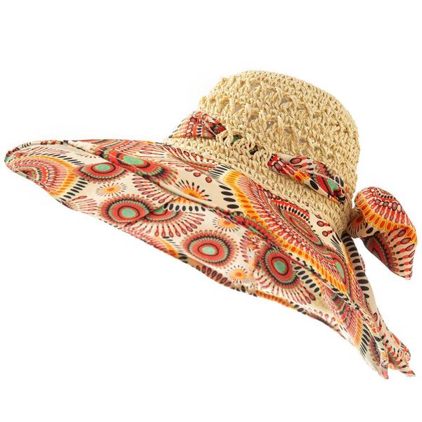 

wide brim summer hats for women vacation leisure beach hat flower ribbon bow sun visor straw panama woman's caps, Blue;gray