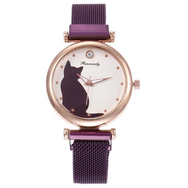 

wristwatches fashion cat womens watch 2021 bracelet watches for women crystal analog quartz ladies dress clock, Slivery;brown