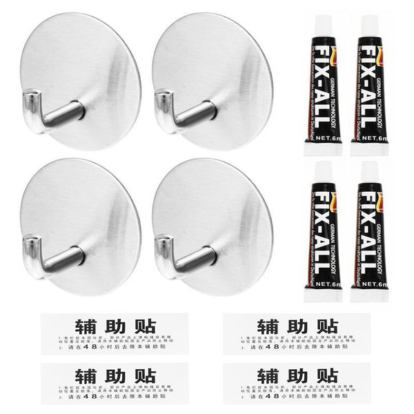 

4pcs/set stainless steel storage hooks no drilling strong wall mount & rails