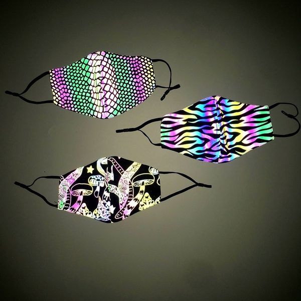 

printed winter 2021 autumn and colorful reflective dust proof luminous laser adjustable mask