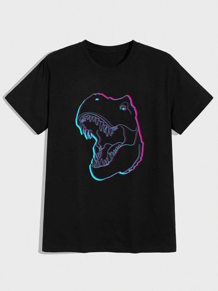 

romwe guys dinosaur print tee 141i#, White;black