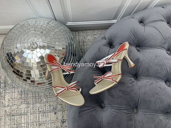

dress shoes diamond bow with leather thin heel and half empty back high-heeled women's sandals, Black