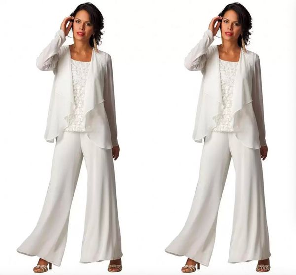 Yeni Moda Ucuz Zarif Şifon Artı Boyutu Üç Parçalı Katmanlı Ruffled Pantolon Suits kadın Uzun Kollu Örgün Akşam Anne Pantolon Suits Suits