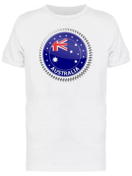 

australia flag sticker men's tee -image by shutterstock, White;black