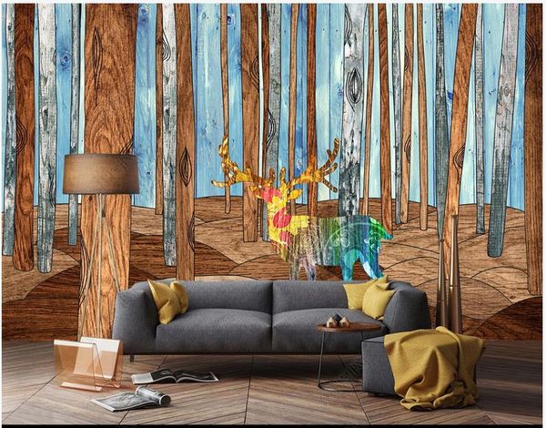 

wallpapers custom po wallpaper for walls 3d mural modern pastoral tree deer background wall papers home decoration painting