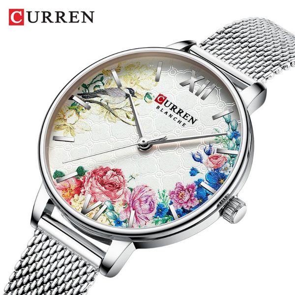 

wristwatches 2021 curren ladies quartz watch for women fashion casual dress ultra-thin clocks retro elegant and refined romantic style, Slivery;brown