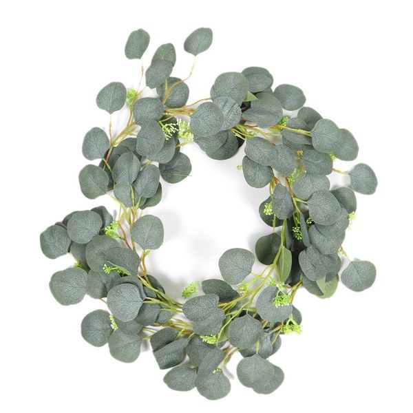

decorative flowers & wreaths 2m silk artificial plant rattan fake eucalyptus leaves home garden party decor round leaf garland