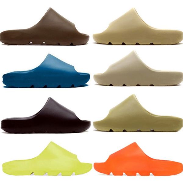 

2022 designer slippers shoes summer fashion earth brown bone resin sand triple black total orange blue foam runner flat slides men women bea