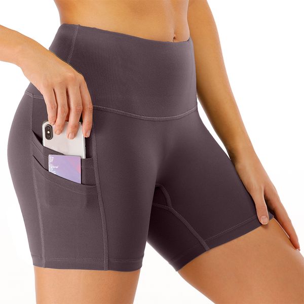 

workout shorts for women with pockets high waisted biker for women yoga running, Black