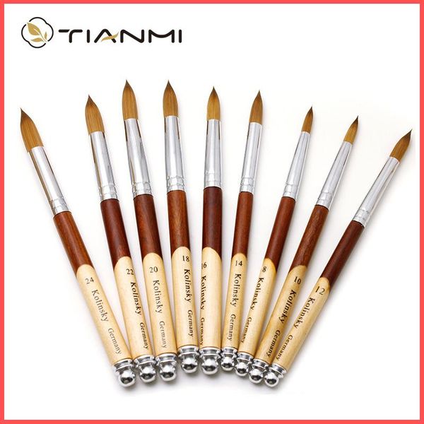 

nail brushes tianmi 100% brush flat round kolinsky sable art gel builder manicure with wood handle, Yellow