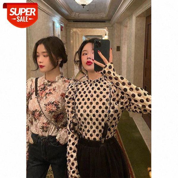 

dress up secret garden/hong kong style polka dot lace t-shirt #e299, White