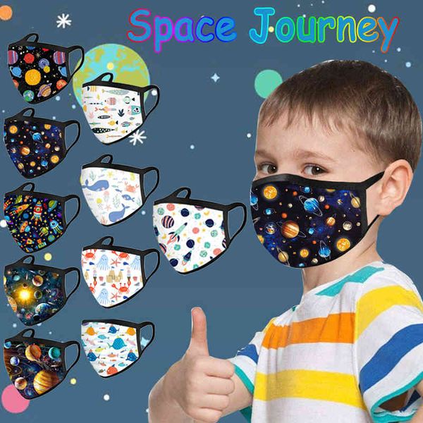 

ocean thin children's winter cake printed dustproof cloth mask with filter