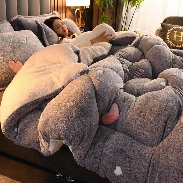 

comforters & sets rapid thermal lamb double-faced velvet quilt wool thicken super warm winter comforter spring autumn blanket 6kg double