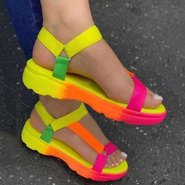 

ins multi colors sandals summer women casual shoes open toe non-slip beach slippers flat drop g2, Black