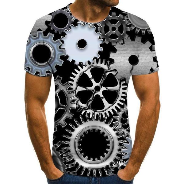 

summer men's t-shirt motorcycle punk clothing retro clothes mechanical tshirt tees men funny 3d 6xl t-shirts, White;black