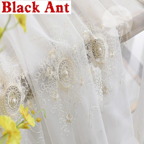 

curtain & drapes light luxury pearl sheer for living room embroidery tulle bay door kitchen panel voile fabric x-jd1054