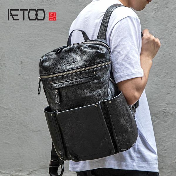 

backpack aetoo leather backpack, men's computer bag, casual travel bag