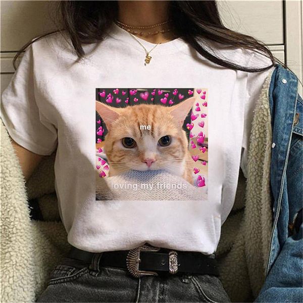 

women's t-shirt graphic tees kitten and puppy tshirts women funny t shirt o-neck vintage vogue ullzang mujer_t-shirt, White