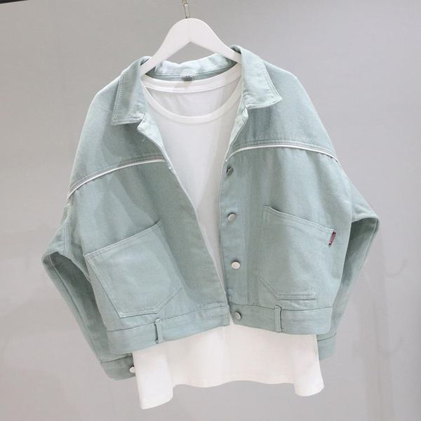 

women's jackets fashion 2021 denim jacket korean style jean short casual for women batwing sleeve jaqueta feminina pph291, Black;brown
