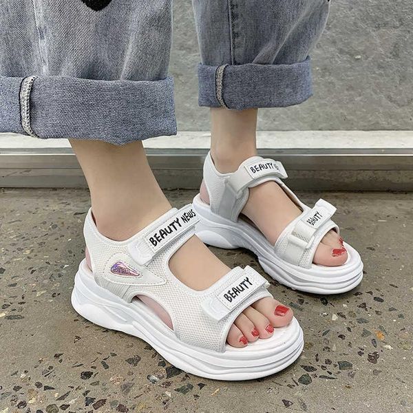 

sandals summer women 2021 fashion open toe shoes woman wedges light comfort platform casual zapatos mujer, Black