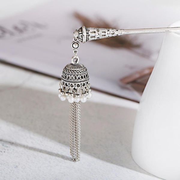 

hair clips & barrettes bohemia hairpins bells tassel pin women accessories vintage sticks girls jewelry handmade headdress silver color tiar, Golden;silver