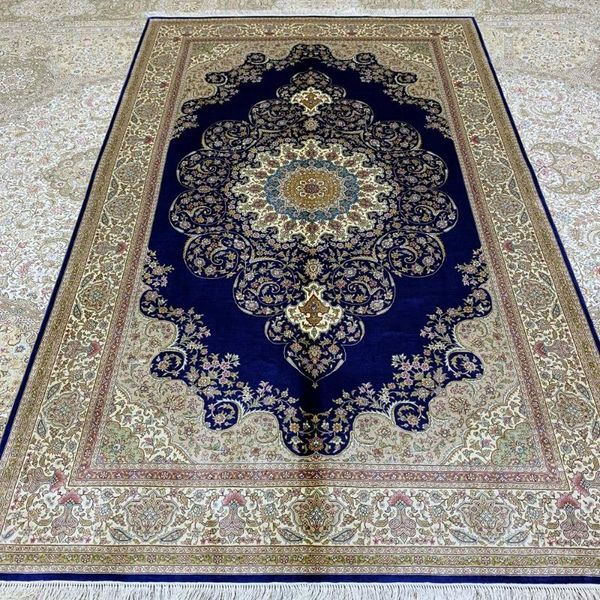 

carpets yilong 5'x8' traditional hand knotted handmade silk carpet oriental kashmiri rugs (zqg119a)