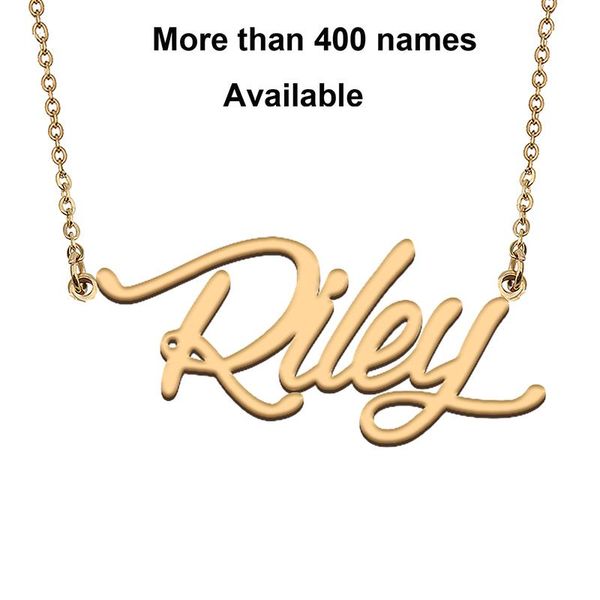 

chains cursive initial letters name necklace for riley birthday party christmas year graduation wedding valentine day gift, Silver
