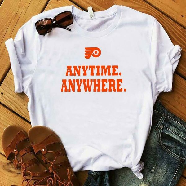 

philadelphia flyers anytime anywhere shirt t-shirt, White;black