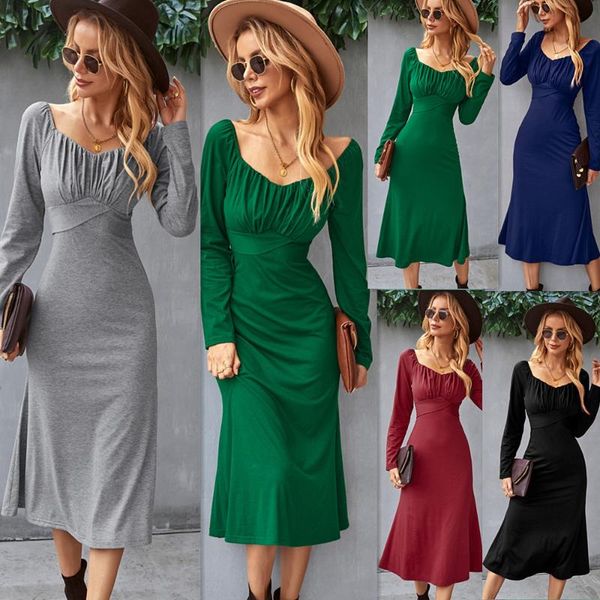 

casual dresses fashion knit dress for women autumn winter french romantic donsignet, Black;gray