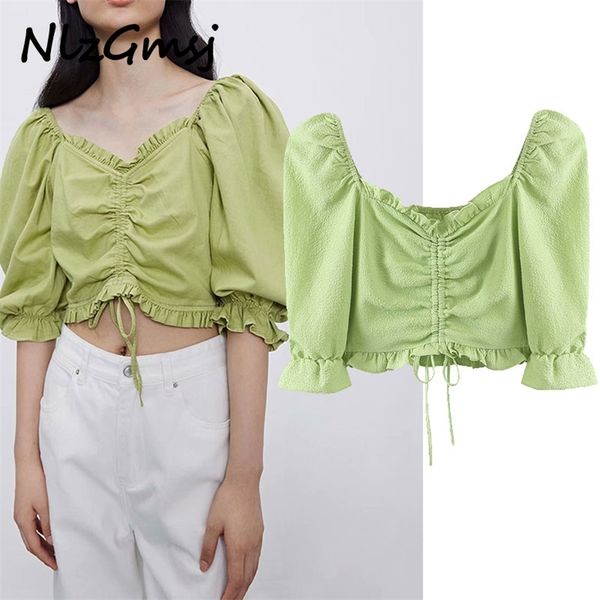 

blouse women sweet agaric lace square collar short smock ladies french style shirt chic blusas 03 210628, White