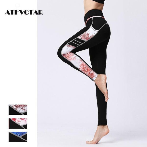 

women's leggings athvotar women fitness running high waist push up training printing workout femme seamless legging, Black
