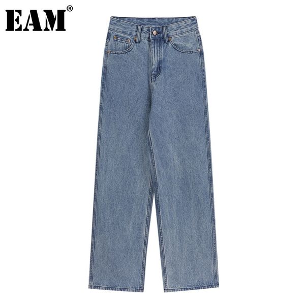 

[eam] high waist wide leg blue denim solid color casual jeans loose women trousers fashion spring autumn 1dd6856 210512