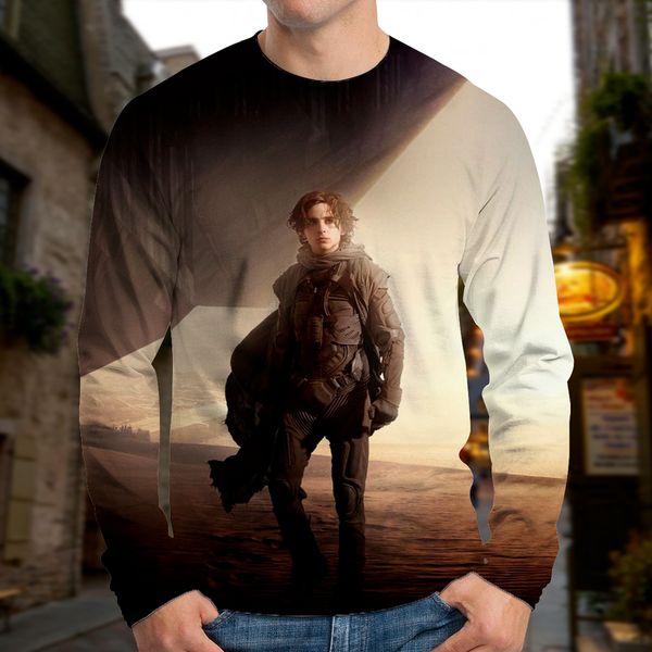 

men's european and dune adventure printed 3d t-shirt visual impact party streetwear round neck long sleeve designer xl printed daily to, White;black