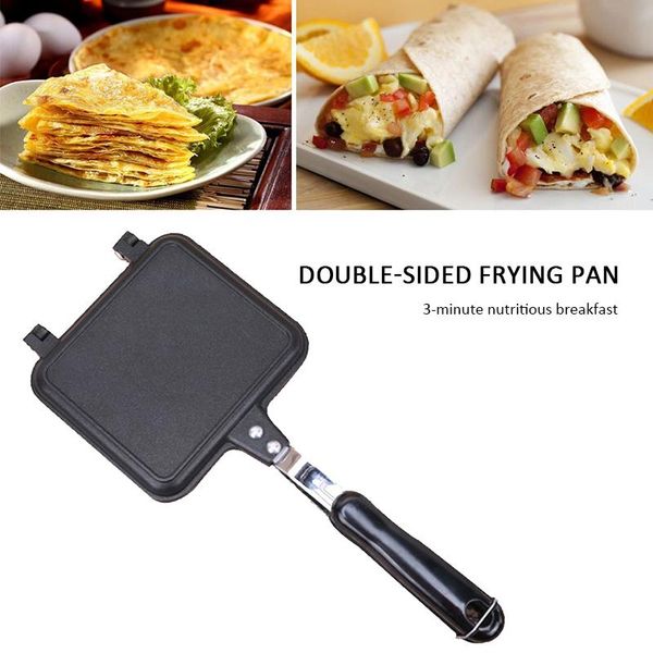 

pans cookware flat bottom double-sided frying pan heat-resistant bread toast baking household non-stick sandwich