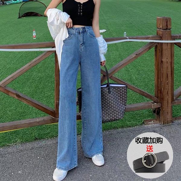 

women's jeans woman pants high waist autumn loose spring and straight-leg pantalones vaqueros mujer, Blue