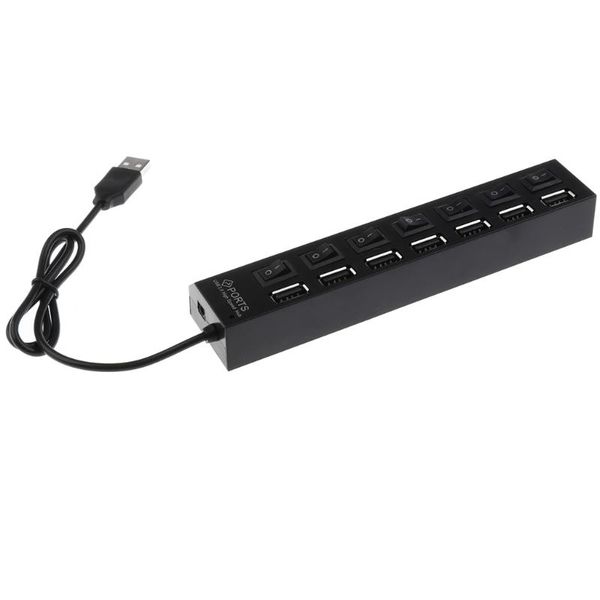 

hubs usb 2.0 hub 7 port speed 480mbps for pc lapwith led on/off switch black