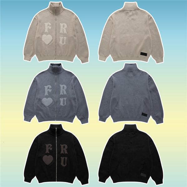 

men's sweaters zipper cardigans and embroidered letters for men, large street clothes, harajuku knitted outerwear, White;black