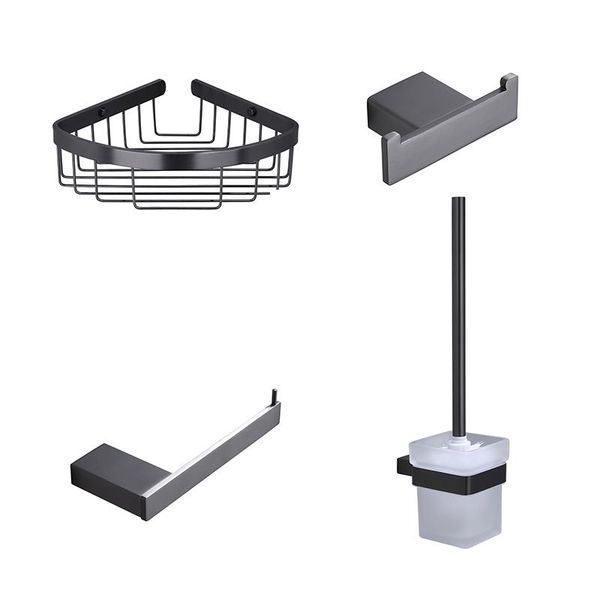 

bathroom hardware set gunmetal grey towel robe double hooks paper hanger toilet brushed holder storage corner shelf accessories bath accesso