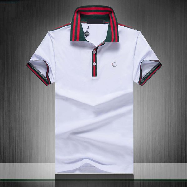 

men s polos classic letters embroidery stripe pattern luxury high-quality fashion men's polo shirt black and white casual short sleeve, White;black