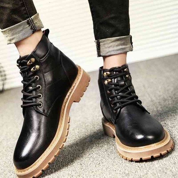 

dress shoes mais novo de alta qualida botas casuais masculinas couro do plutÃ´nio rendas-up moda saltos baixos estilo rua martin zapatos dyr4, Black