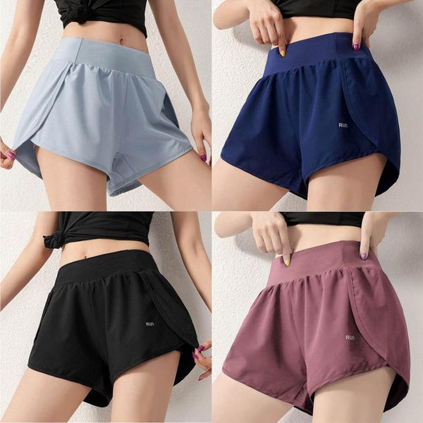 

women's sports shorts light-proof fitness pants casual loose high-waisted fast-drying open running yoga, Black;blue