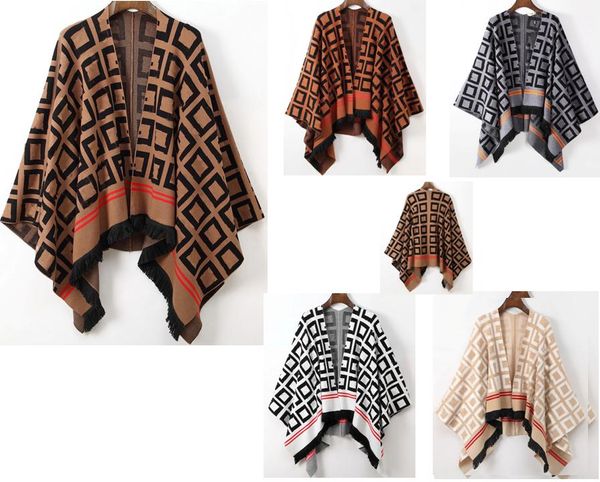 Designer di lusso nuovi vestiti maglione da donna autunno inverno cardigan con logo F donna spesso caldo plaid poncho avvolgente plus size marchio lavorato a maglia