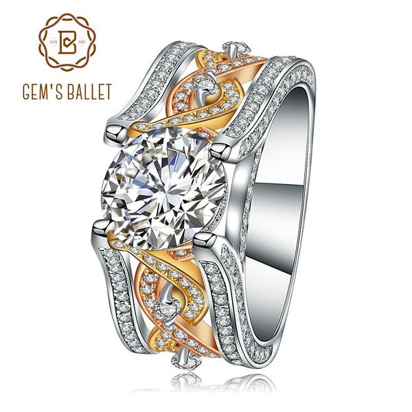 

cluster rings gem's ballet pure 925 sterling silver wedding engagement ring gorgeous promise vintage jewelry gift for women fine, Golden;silver