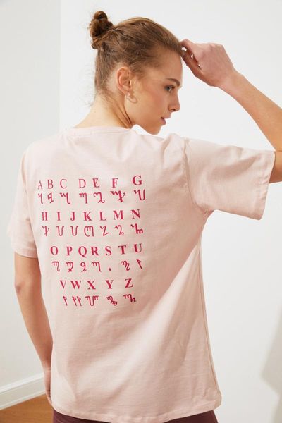 

trendyol printed boyfriend knitted t-shirt twoss21ts1959 women's, White