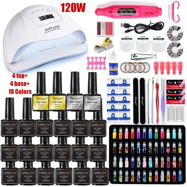

nail art kits set 120w uv led lamp for manicure gel polish kit varnish electric drill sets tools
