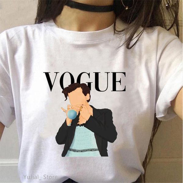 

Vogue Harry Styles Graphic Print Mens T Shirts Women Tshirts Summer Tee Femme Harajuku Hip Hop Casual Female Drop, White;black