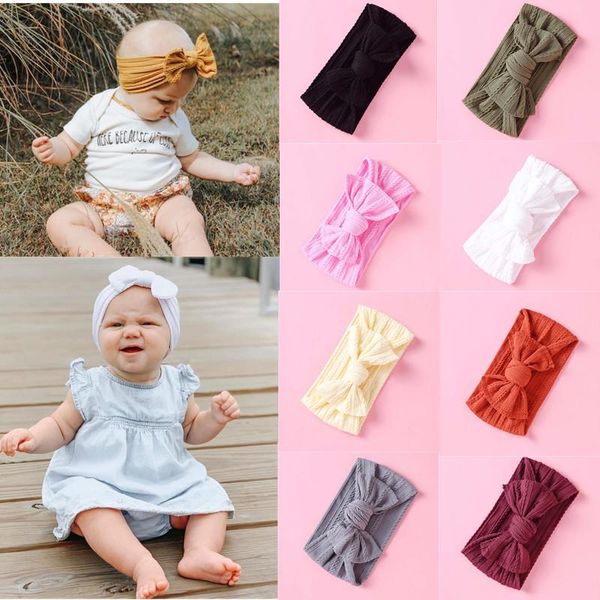 

hair accessories baby girls soft headbands nylon bow hairband turban elastic children big bowknot kids headwear girl, Slivery;white
