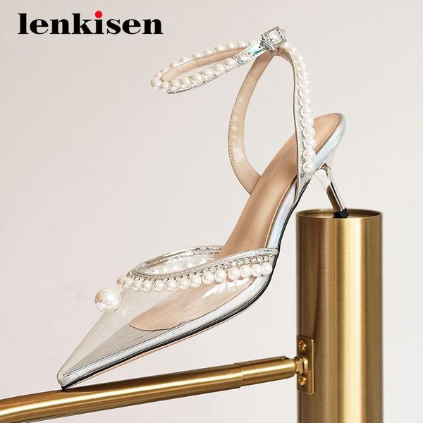 

dress shoes lenkisen gladiator fairy pearl beading handmade dance party maiden pointed toe thin high heel buckle straps women pumps l22, Black